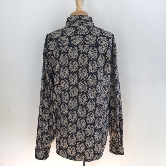 Calvin Klein Jeans black and cream retro inspired print button up shirt Size XL - Picture 3 of 7